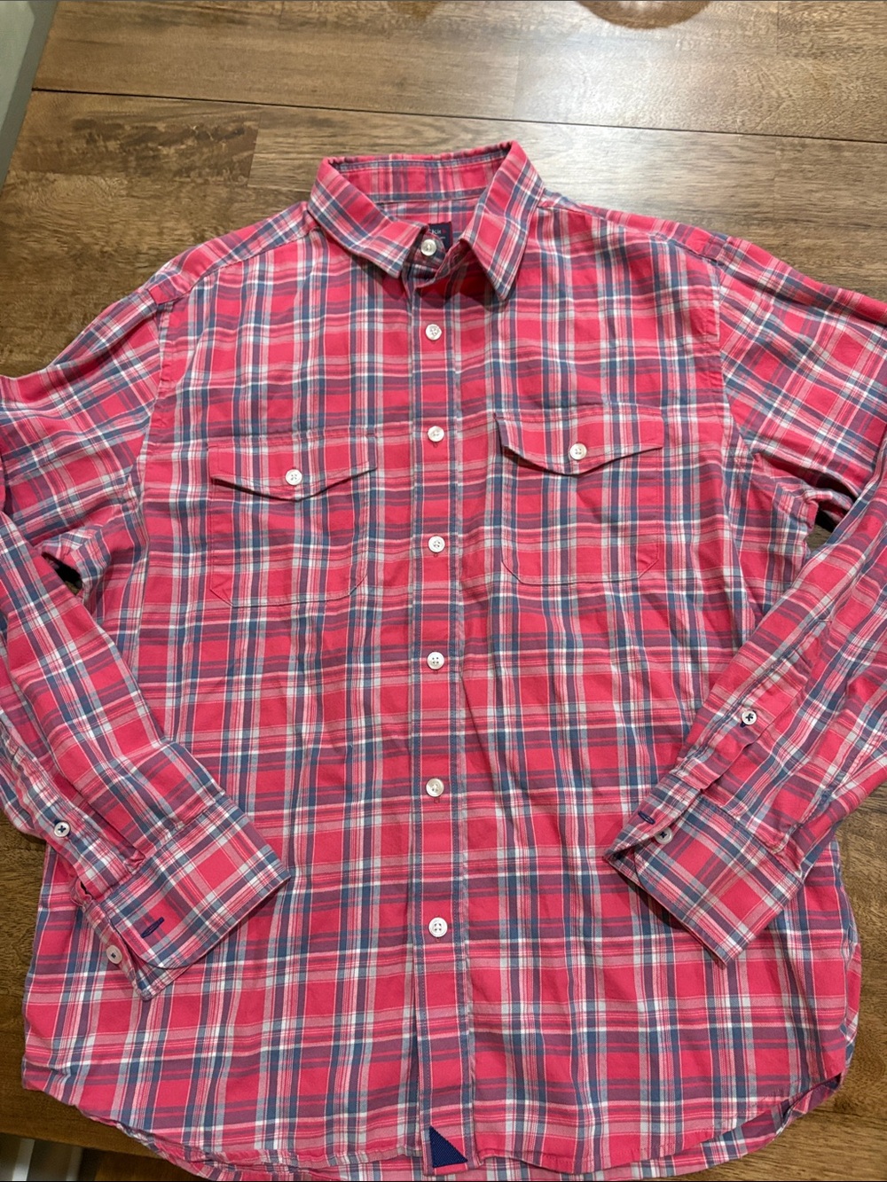 UNTUCKit Shirt Mens M Red Blue White Plaid Casual Office